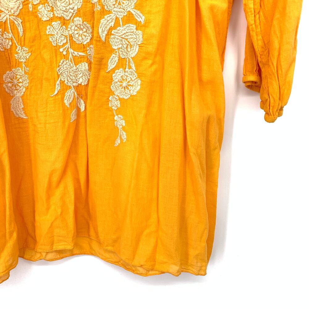 Johnny Was 3J Workshop Womens Embroidered Tunic Top Sz XL Golden Yellow Floral - Picture 4 of 6